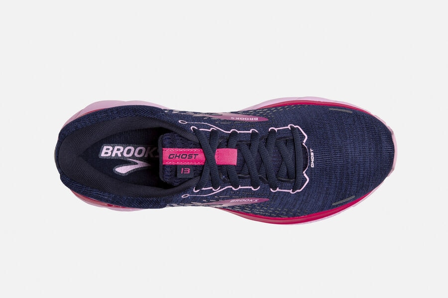 Ghost 13 Road Brooks Running Shoes NZ Womens - Navy/Red - CSQFMY-089